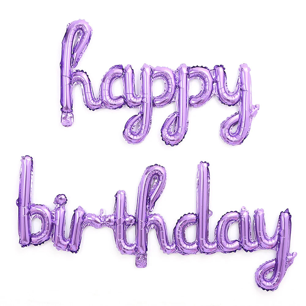 2pcs/set Happy Birthday Balloons Pink Purple Prop