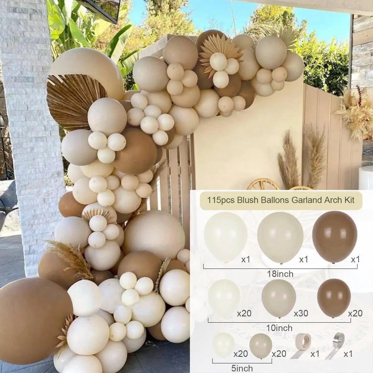 Coffee Brown Balloon Garland Arch Kit