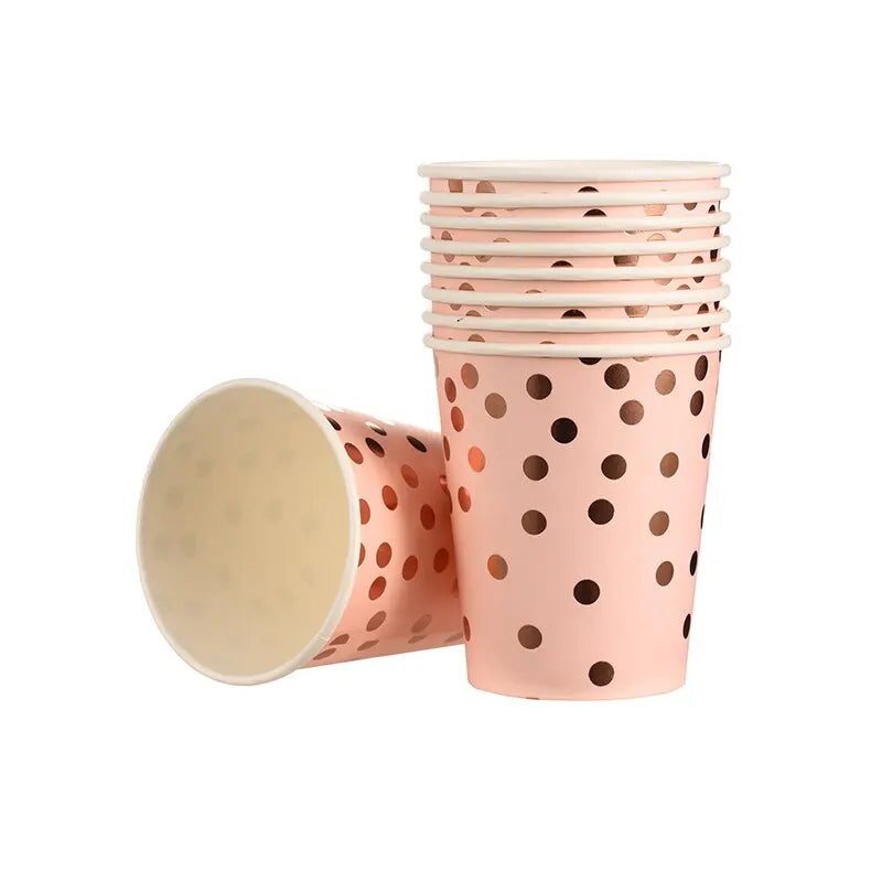 78pcs Rose Gold Set Paper Cup Plate