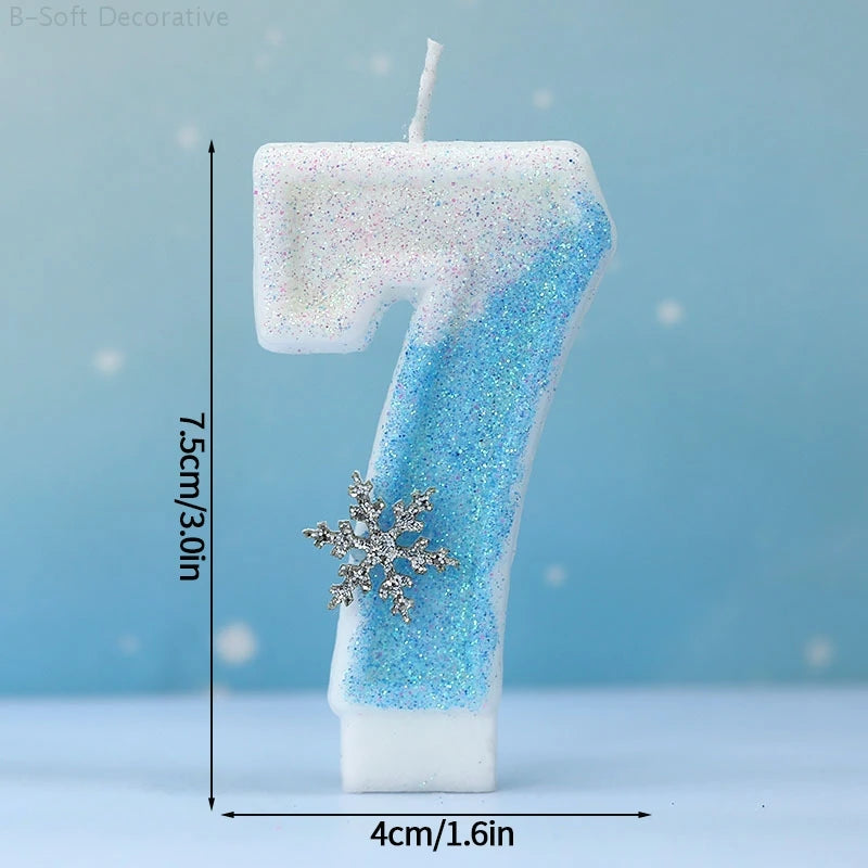 Snowflake Pattern Birthday Candles 0-9
