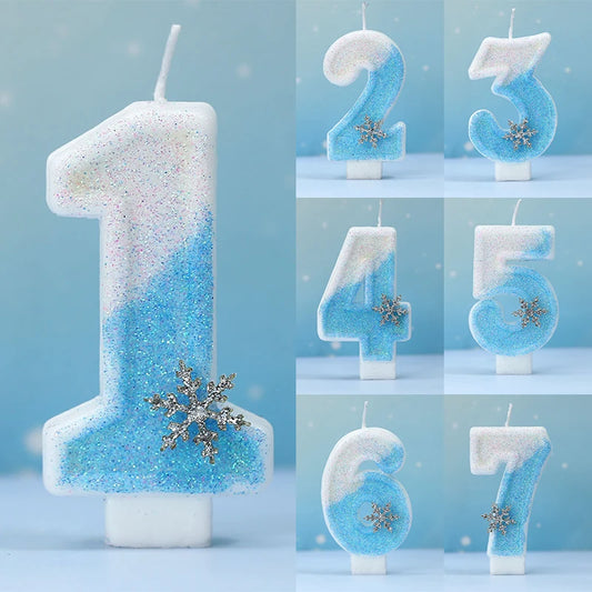 Snowflake Pattern Birthday Candles 0-9