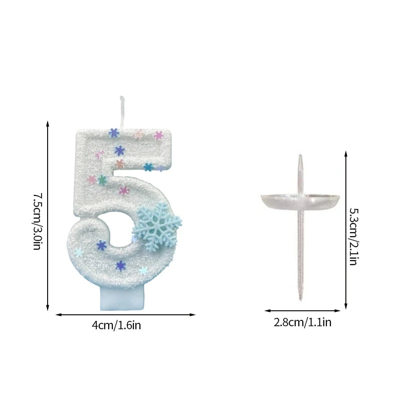 Snowflake Pattern Birthday Candles 0-9