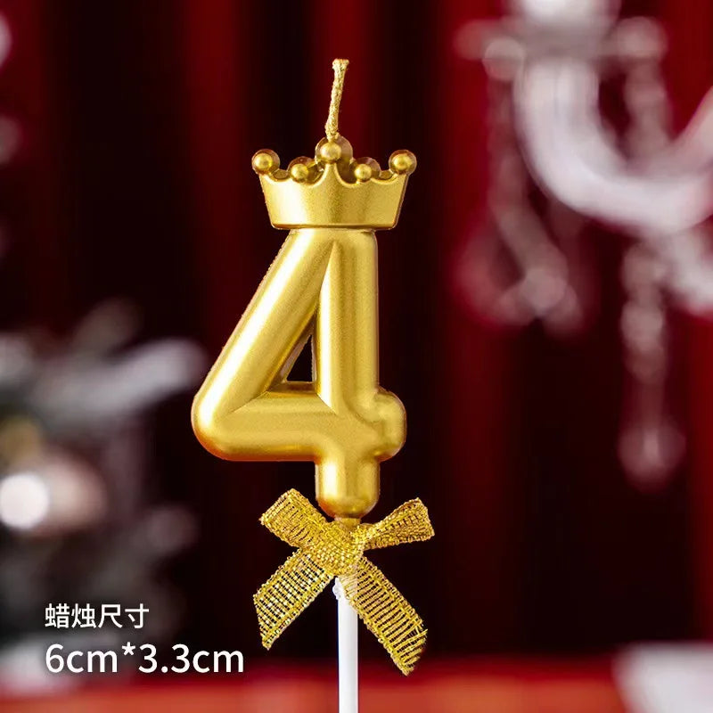 Golden Crown Bowknot Digital Candle