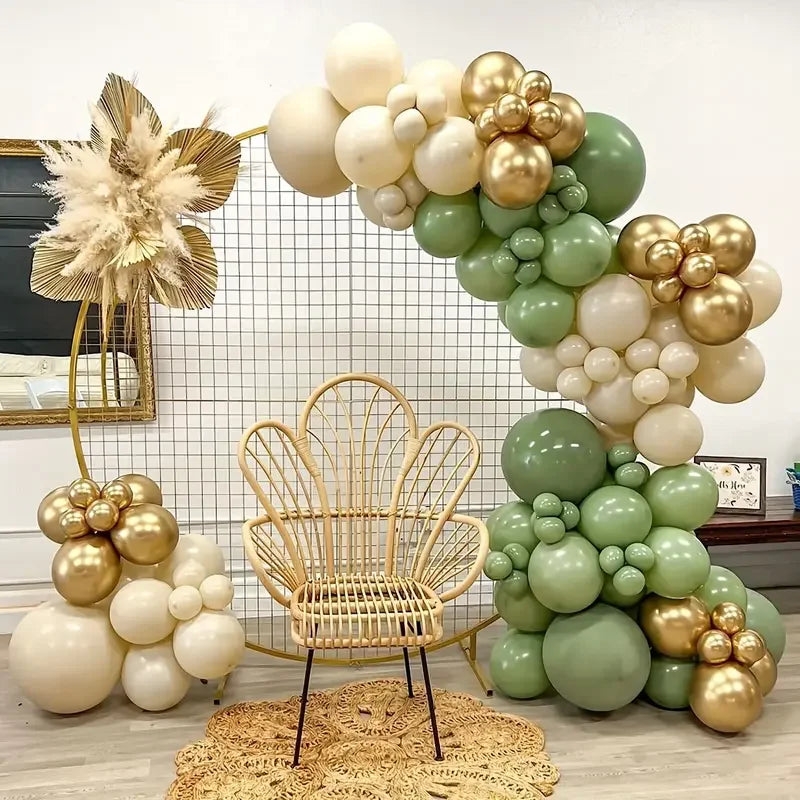 30pcs Sage Green Sand white Gold Confetti Balloons Set For Party Decorations