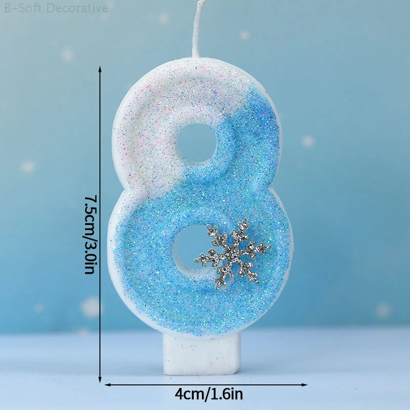 Snowflake Pattern Birthday Candles 0-9