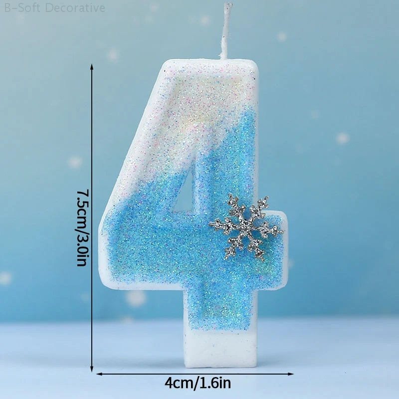 Snowflake Pattern Birthday Candles 0-9