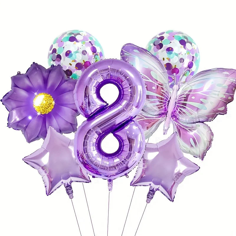 Purple Butterfly Party Decoration Disposable Paper Plates Napkins Cups Straw Tableware Set