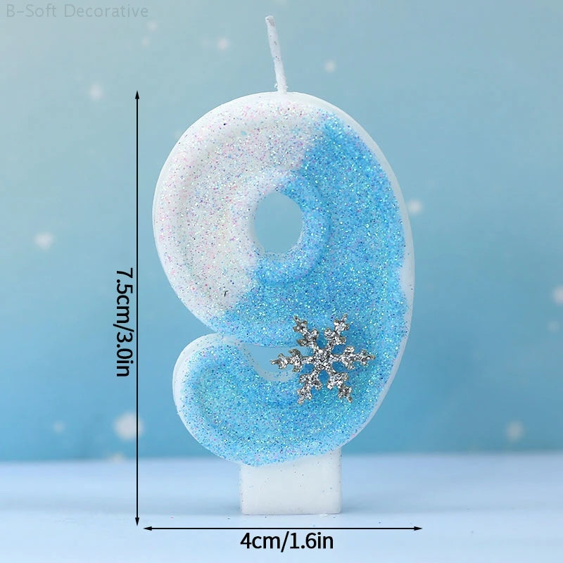 Snowflake Pattern Birthday Candles 0-9