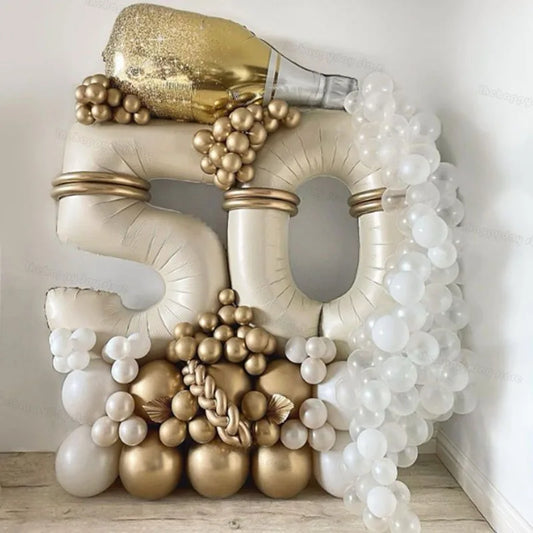 130Pcs Balloons Set including 40inch Number Foil Balloons for Party Decorations