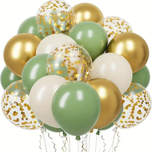 30pcs Sage Green Sand white Gold Confetti Balloons Set For Party Decorations
