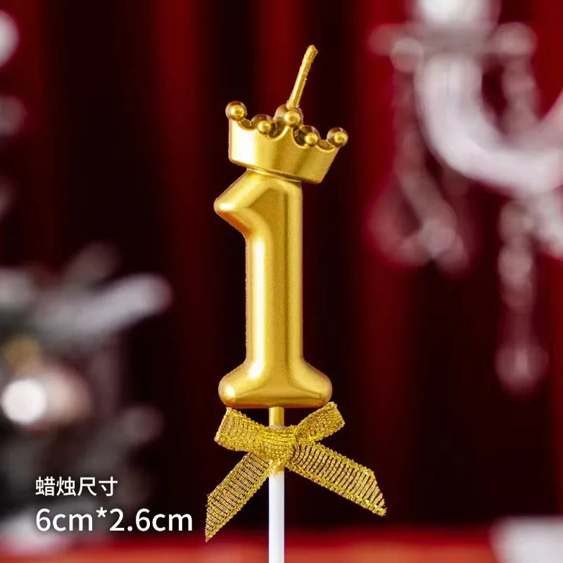 Golden Crown Bowknot Digital Candle