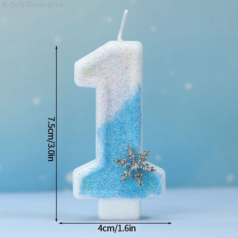 Snowflake Pattern Birthday Candles 0-9