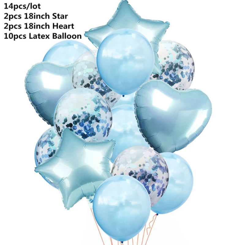 14pcs Rose Gold Mix Star Heart Birthday Party Decorations