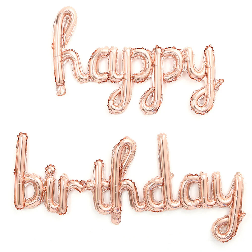 2pcs/set Happy Birthday Balloons Pink Purple Prop
