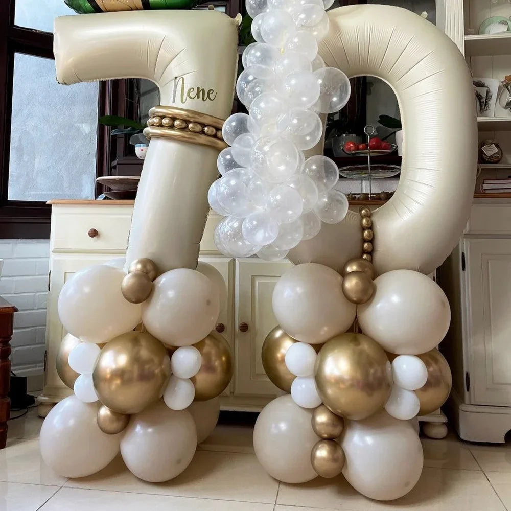 130Pcs Balloons Set including 40inch Number Foil Balloons for Party Decorations
