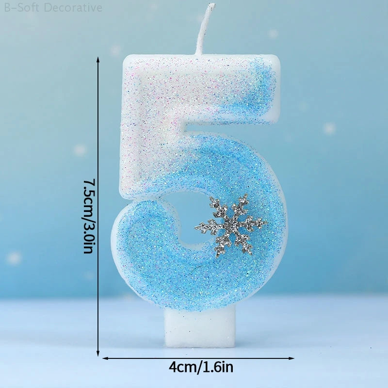Snowflake Pattern Birthday Candles 0-9