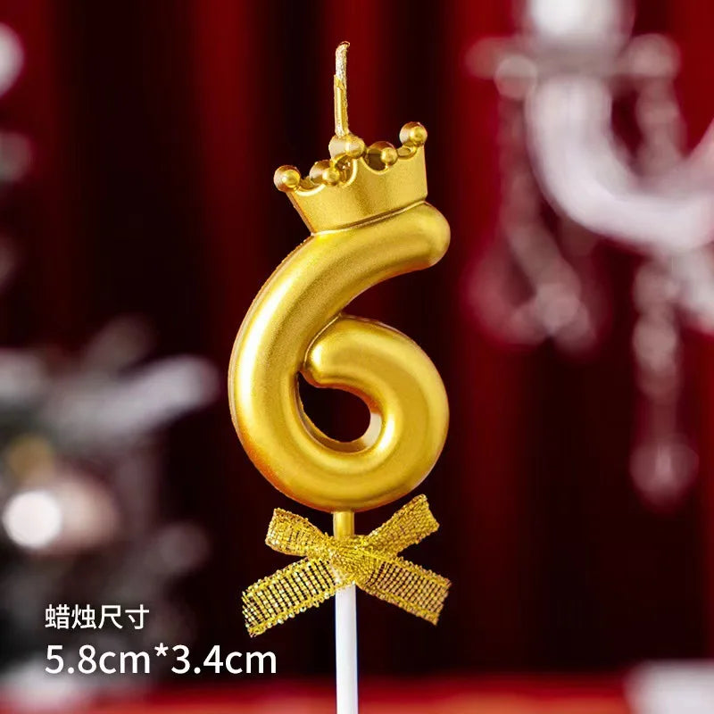Golden Crown Bowknot Digital Candle