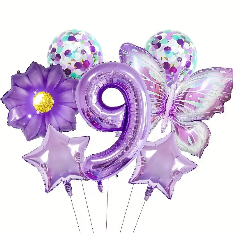 Purple Butterfly Party Decoration Disposable Paper Plates Napkins Cups Straw Tableware Set