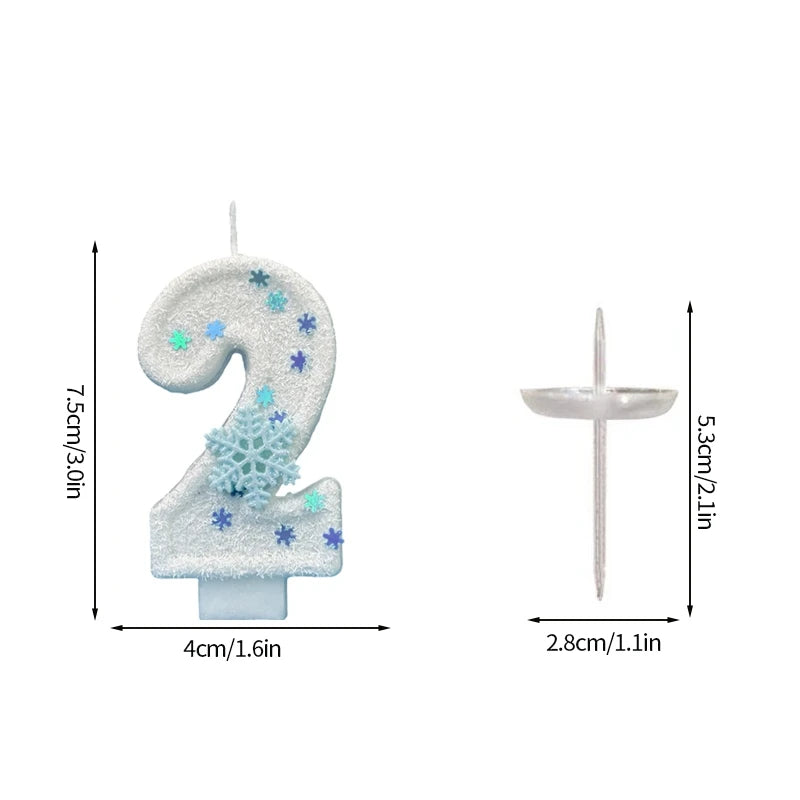 Snowflake Pattern Birthday Candles 0-9
