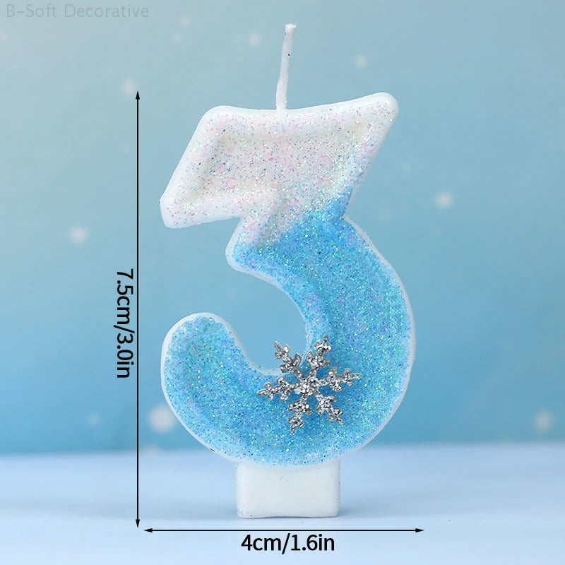 Snowflake Pattern Birthday Candles 0-9