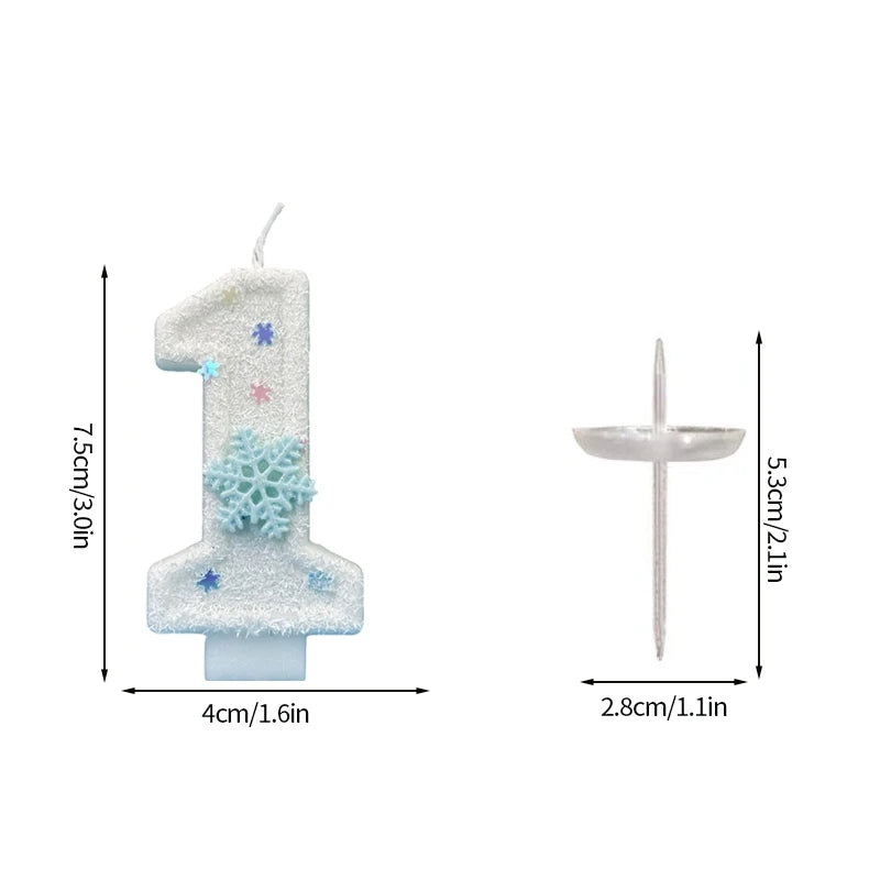 Snowflake Pattern Birthday Candles 0-9