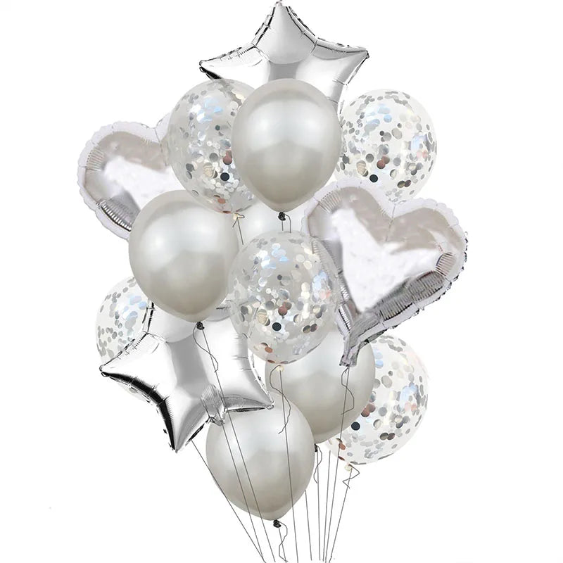 14pcs Rose Gold Mix Star Heart Birthday Party Decorations
