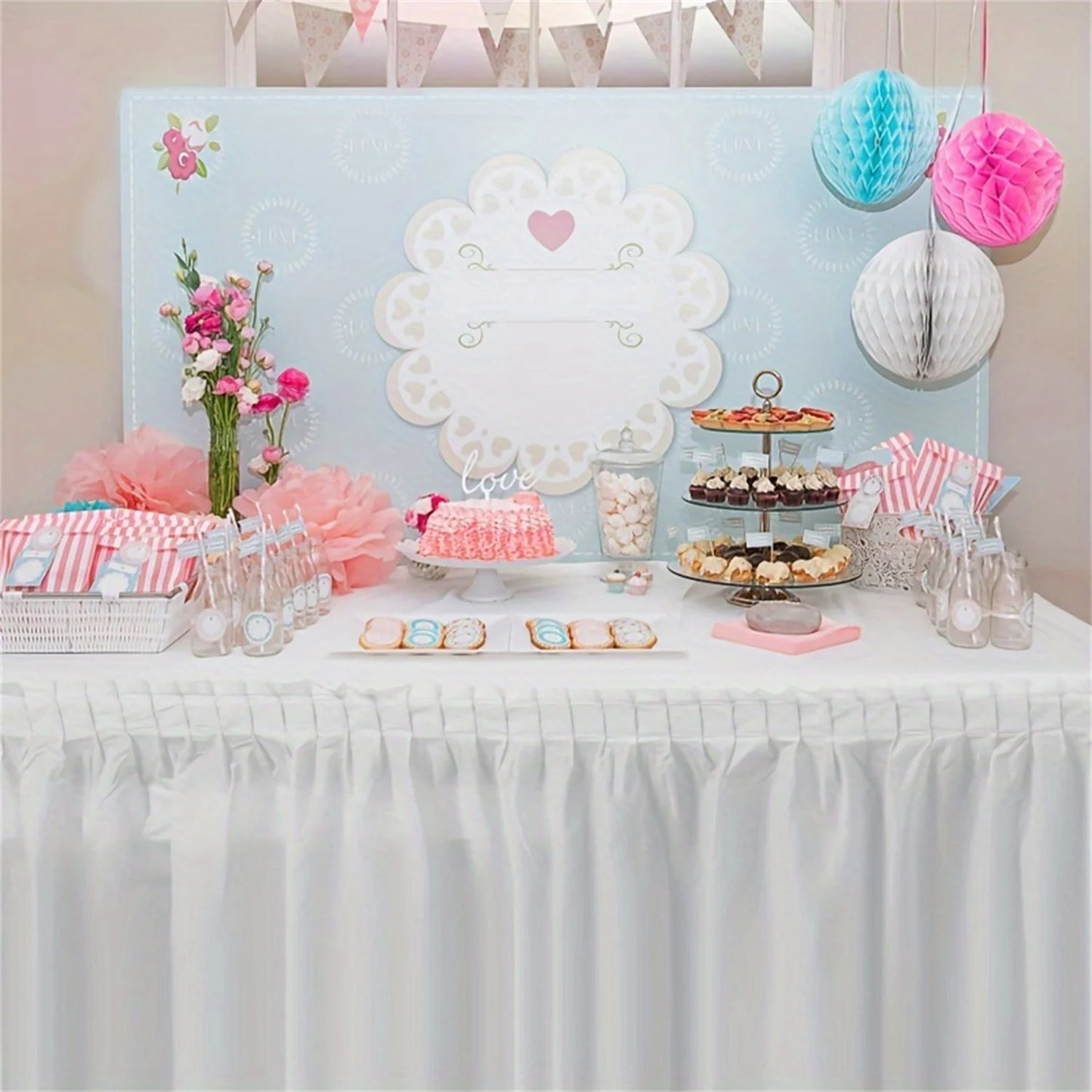 2pcs Table Covers With Long Skirting For Party