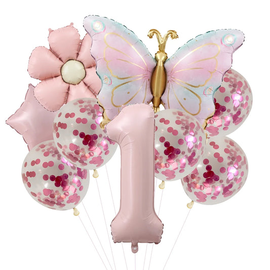 Butterfly Pink Balloons Birthday Decor for Girls