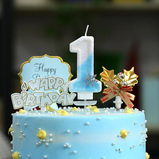 Snowflake Pattern Birthday Candles 0-9