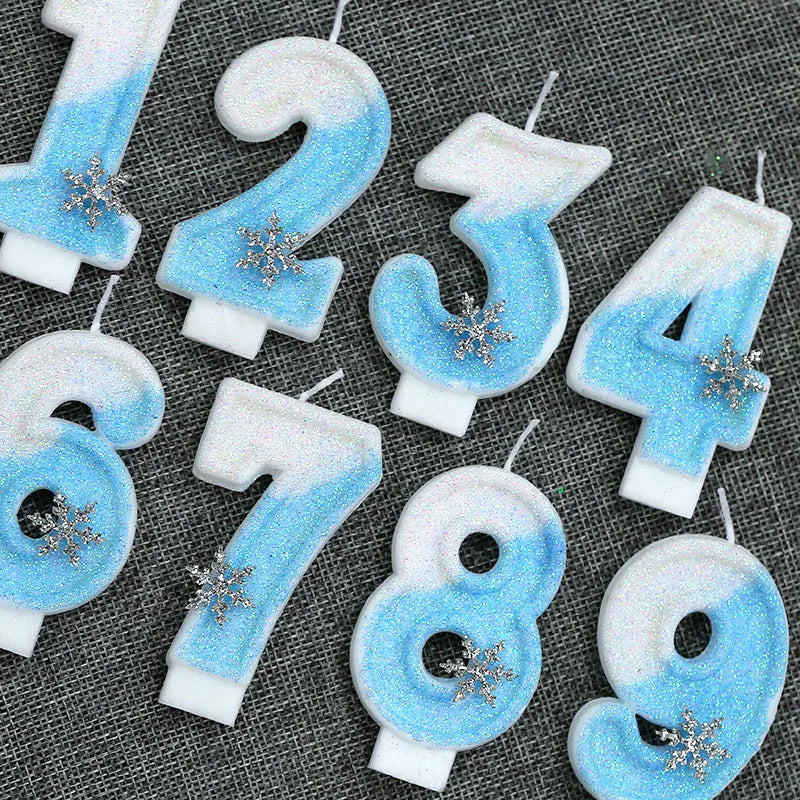 Snowflake Pattern Birthday Candles 0-9