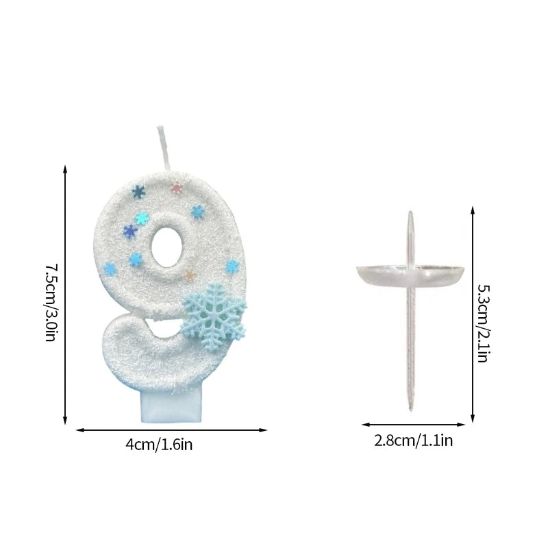 Snowflake Pattern Birthday Candles 0-9