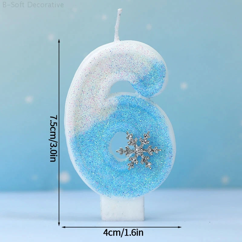 Snowflake Pattern Birthday Candles 0-9