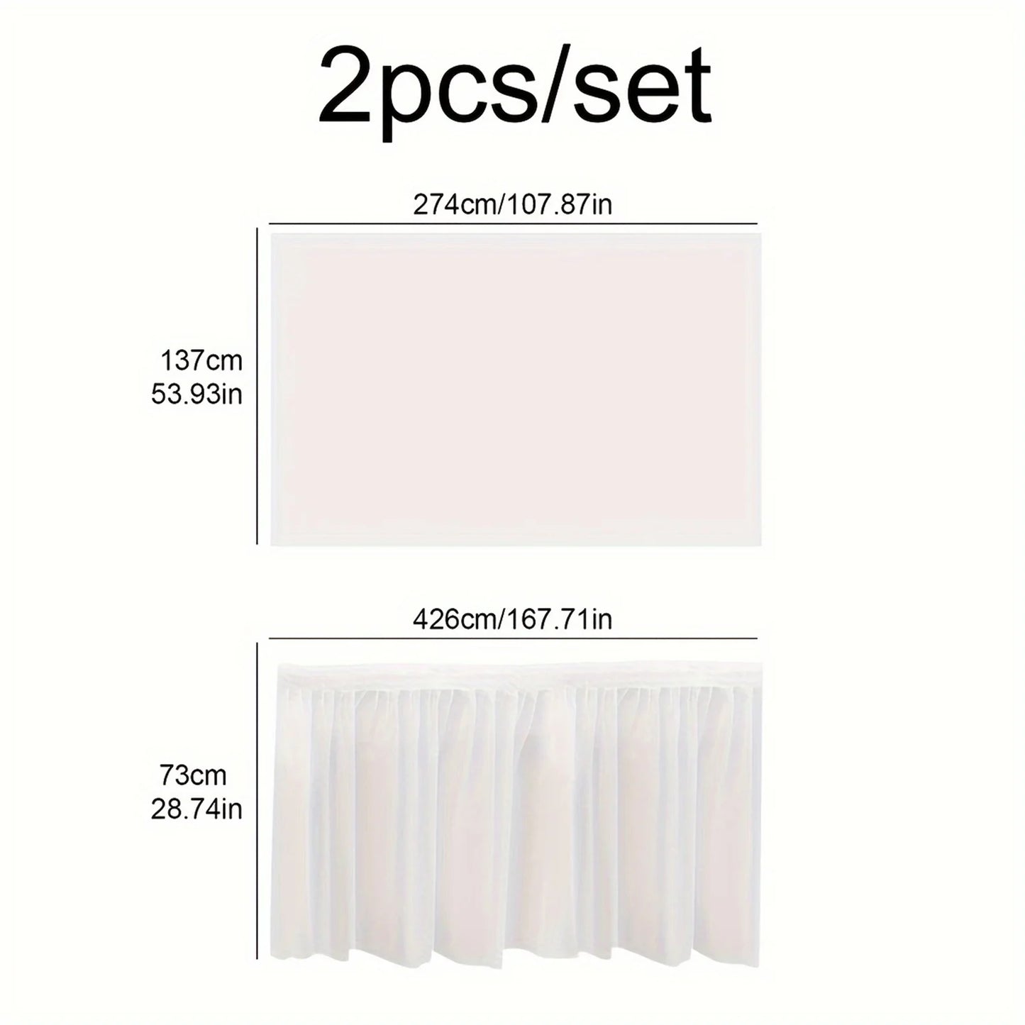 2pcs Table Covers With Long Skirting For Party