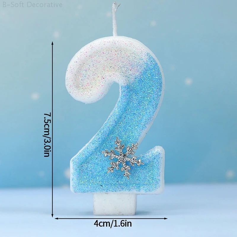 Snowflake Pattern Birthday Candles 0-9